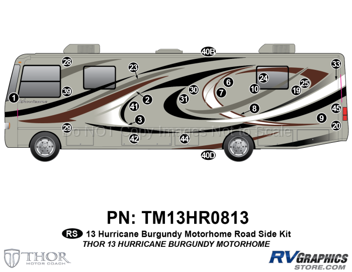 25 Piece 2013 Hurricane MH Lacquer Burgundy Roadside Graphics Kit