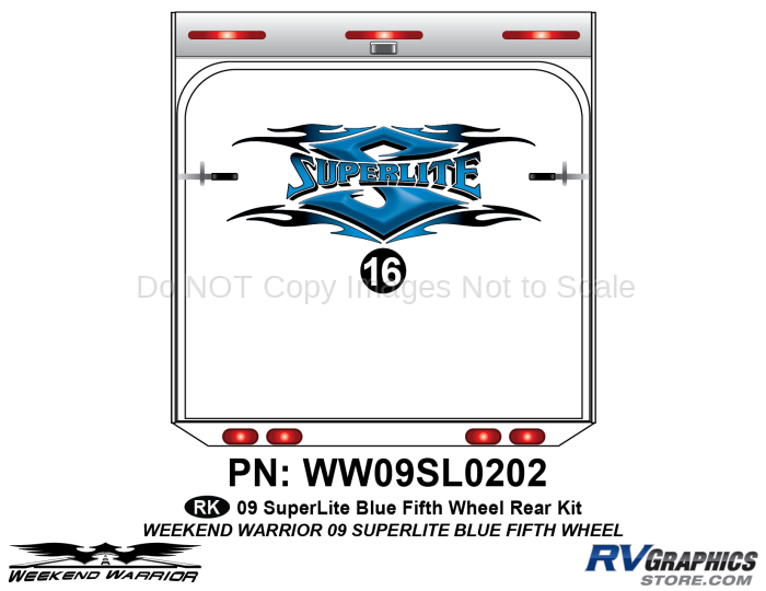 1 Piece 2009 SuperLite Blue FW Rear Graphics Kit