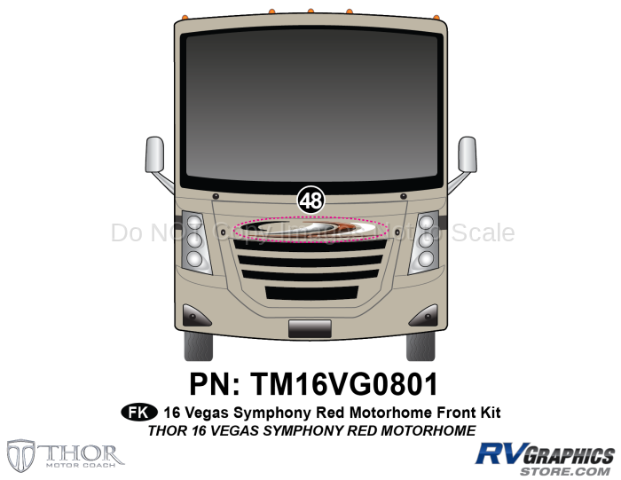 1 Piece 2016 Thor Motorcoach Vegas MH RED Front Graphics Kit