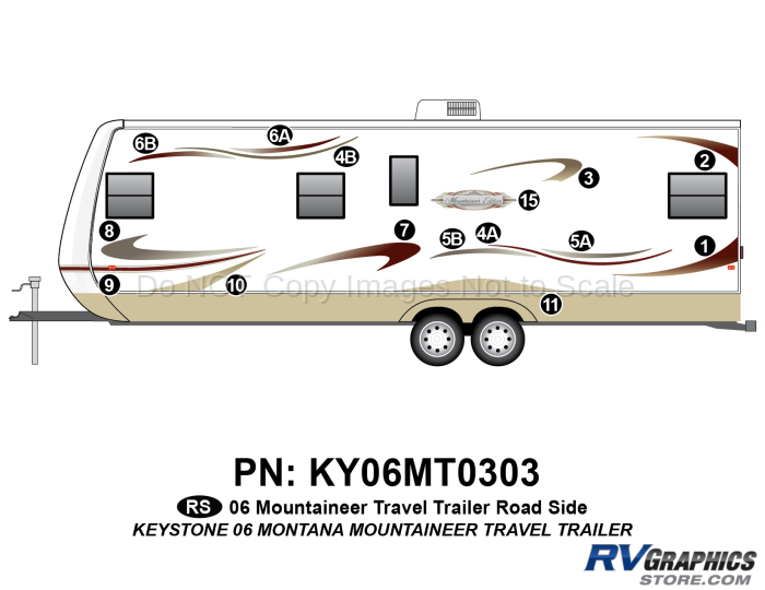 36 Piece 2006 Mountaineer Travel Trailer Roadside Graphics Kit