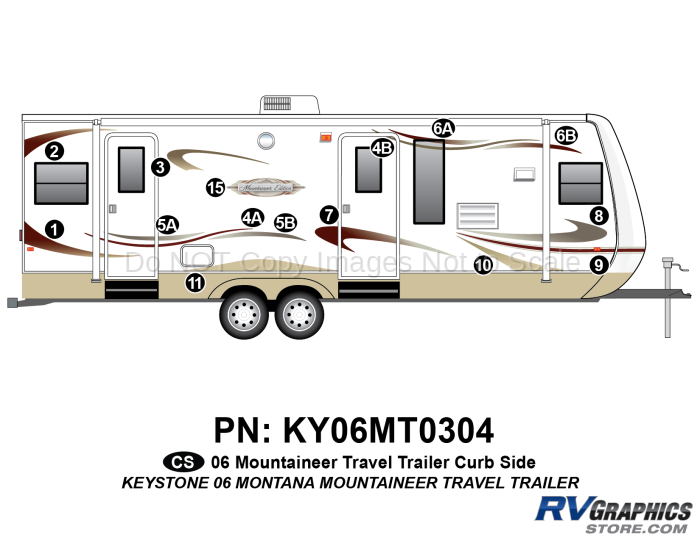 36 Piece 2006 Mountaineer Travel Trailer Curbside Graphics Kit
