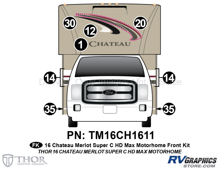 8 Piece 2016 Chateau SuperC Merlot Front Graphics Kit