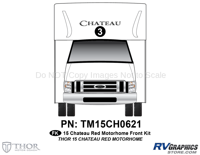 1 Piece 2015 Chateau Motorhome Standard Red Front Graphics Kit