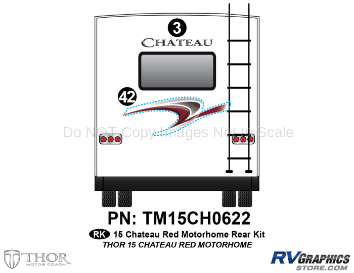 2 Piece 2015 Chateau Motorhome Standard Red Rear Graphics Kit