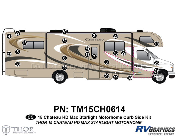 25 Piece 2015 Chateau HD Max Motorhome Starlight Curbside Graphics Kit
