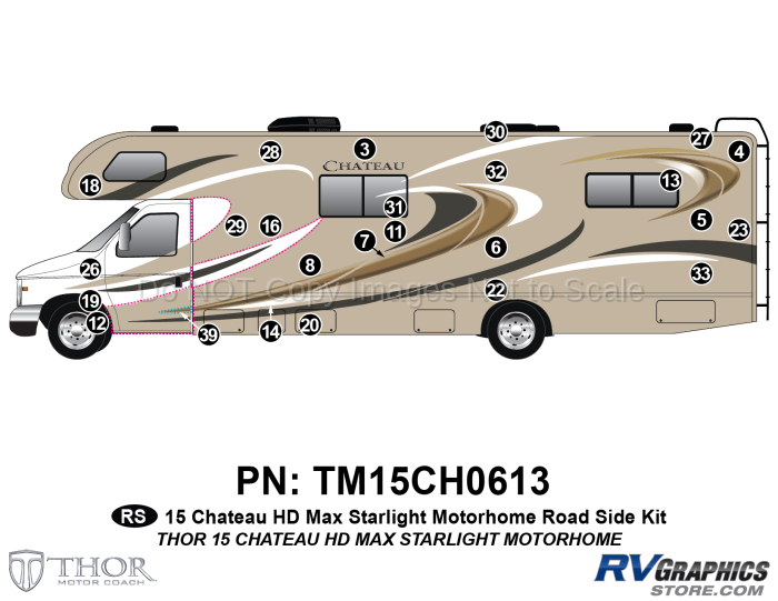 25 Piece 2015 Chateau HD Max Motorhome Starlight Roadside Graphics Kit