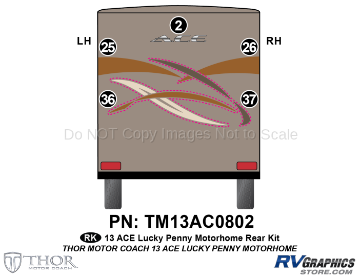 5 Piece 2013 Ace Motorhome Rear Graphics Kit Copper Version