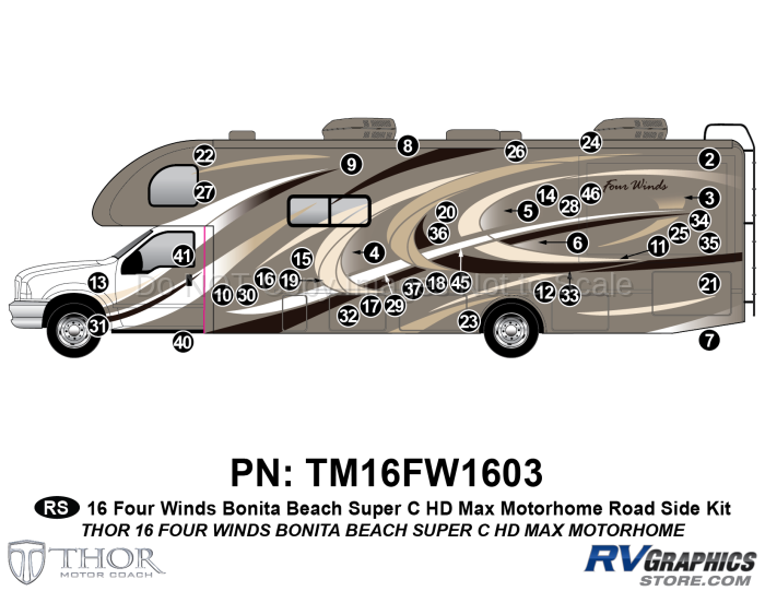 40 Piece 2016 Four Winds MH Bonita Beach Roadside Graphics Kit