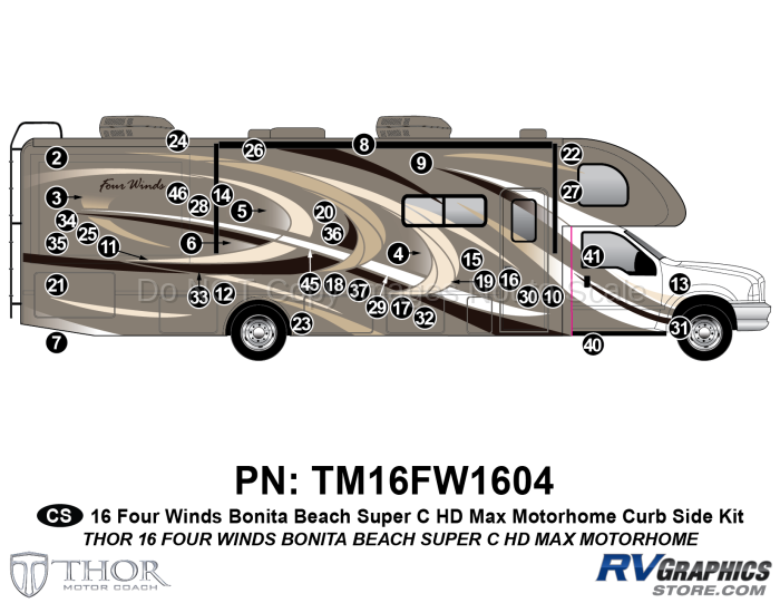 40 Piece 2016 Four Winds MH Bonita Beach Curbside Graphics Kit
