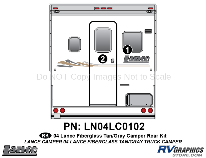 2 piece 2004 Lance Camper Fiberglass Rear Graphics Kit