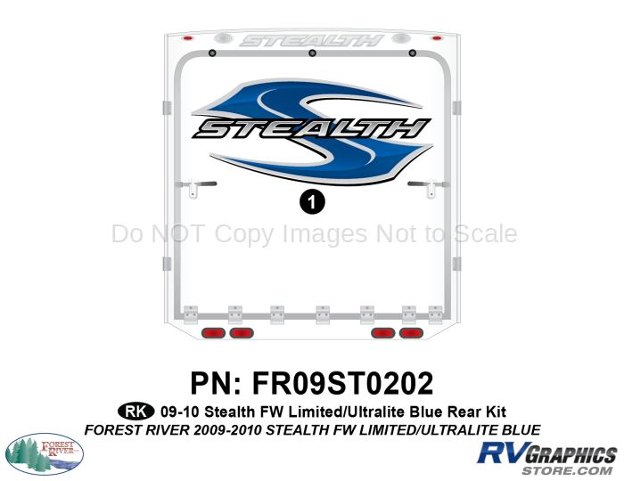 1 Piece 2009 Stealth Blue FW UltraLite-Limited Rear Graphics Kit