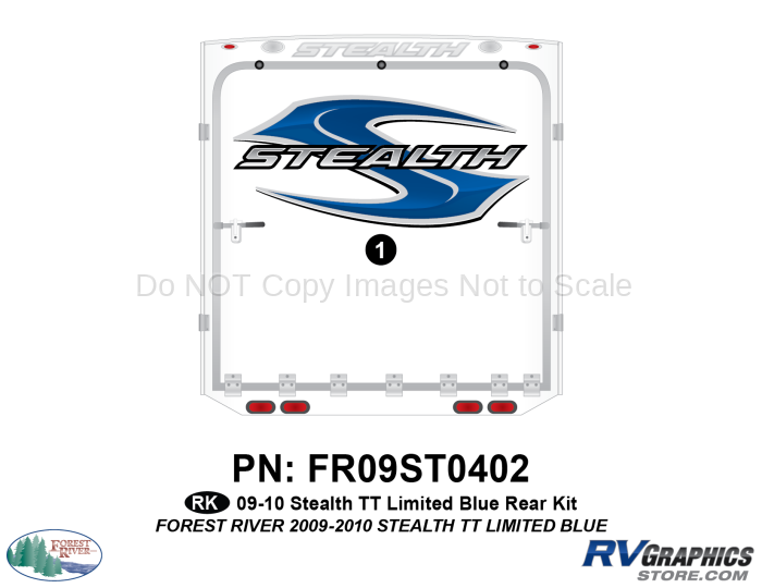 1 Piece 2009 Stealth Blue TT Limited Rear Graphics Kit