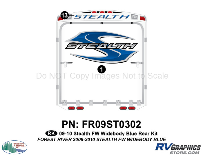 2 Piece 2009 Stealth Blue FW Widebody Rear Graphics Kit