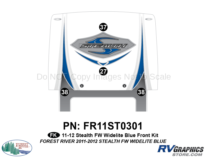 4 Piece 2011 Stealth FW WideLite Blue Front Graphics Kit