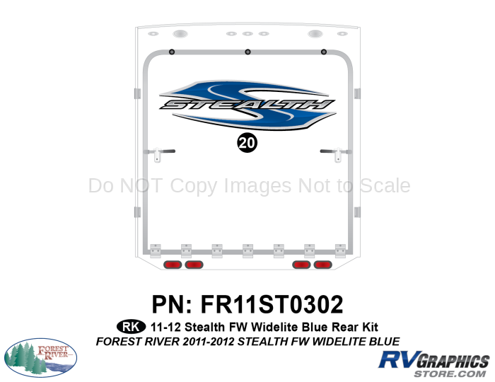 1 Piece 2011 Stealth FW WideLite Blue Rear Graphics Kit