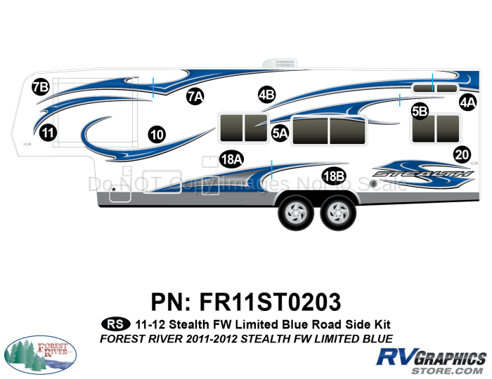 11 Piece 2011 Stealth FW Limited Blue Roadside Graphics Kit