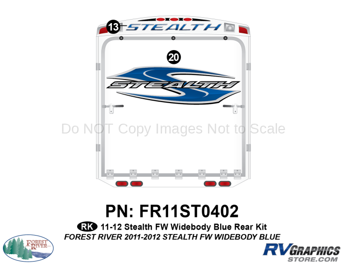 2 Piece 2011 Stealth FW Widebody Blue Rear Graphics Kit
