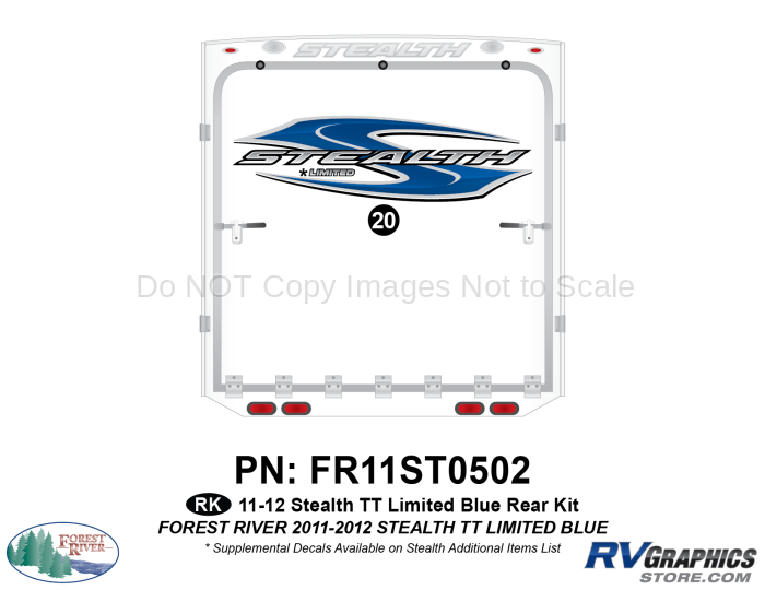 1 Piece 2011 Stealth TT Limited Blue Rear Graphics Kit