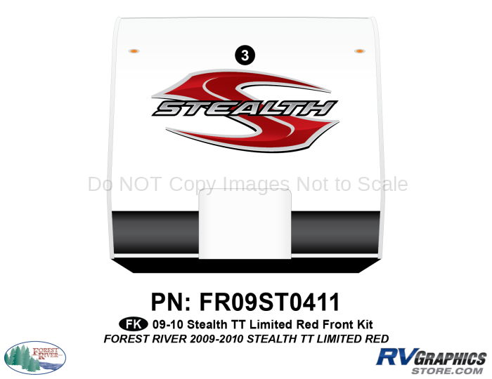 1 Piece 2009 Stealth Red TT Limited Front Graphics Kit
