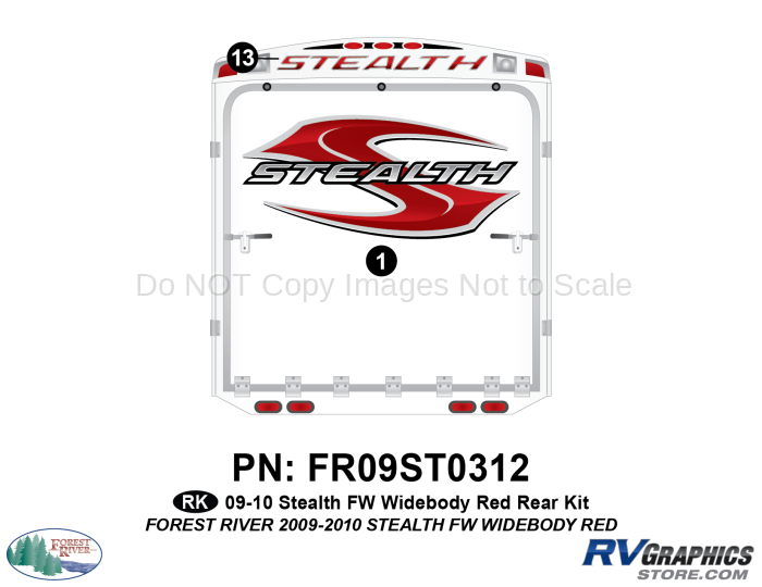 2 Piece 2009 Stealth Red FW Widebody Rear Graphics Kit