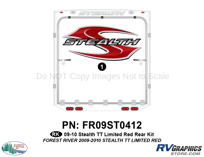1 Piece 2009 Stealth Red TT Limited Rear Graphics Kit