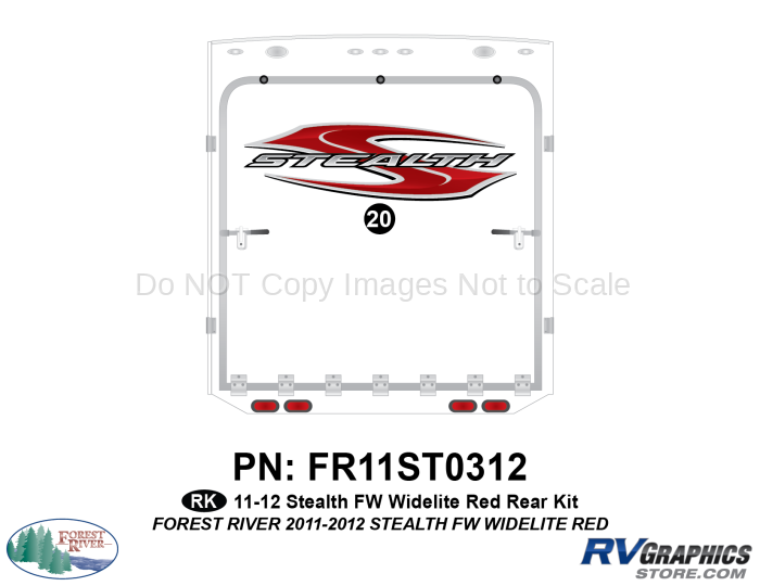 1 Piece 2011 Stealth FW WideLite Red Rear Graphics Kit