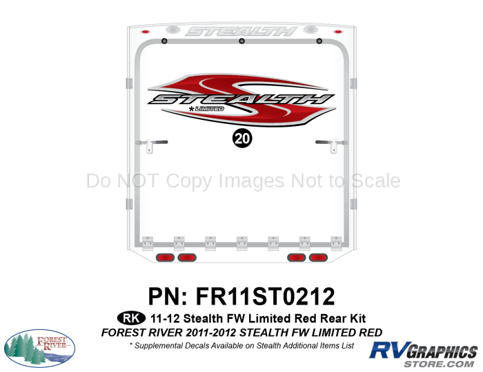1 Piece 2011 Stealth FW Limited Red Rear Graphics Kit