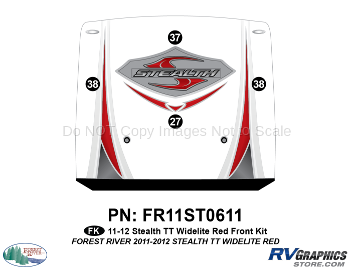 4 Piece 2011 Stealth TT WideLite Red Front Graphics Kit