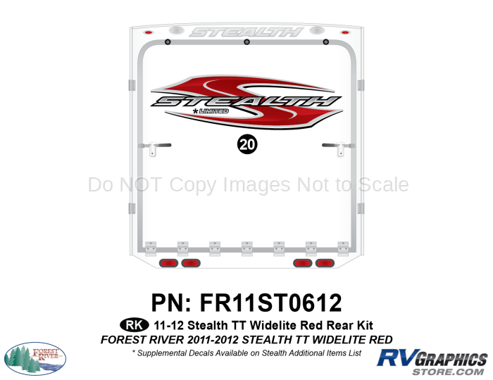 1 Piece 2011 Stealth TT WideLite Red Rear Graphics Kit