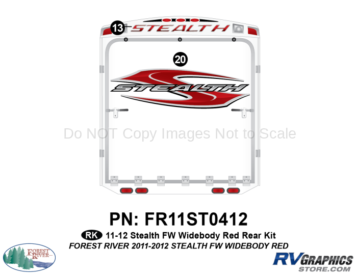 2 Piece 2011 Stealth FW Widebody Red Rear Graphics Kit