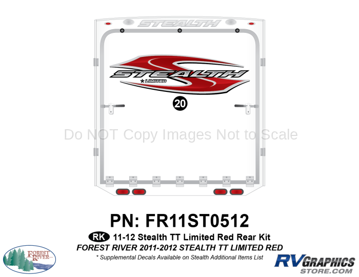 1 Piece 2011 Stealth TT Limited Red Rear Graphics Kit