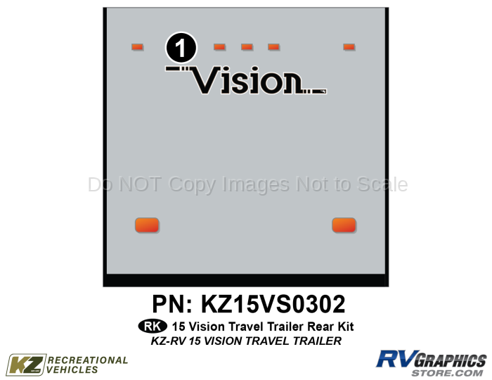 1 Piece 2015 Vision RV Travel Trailer Rear Graphics Kit
