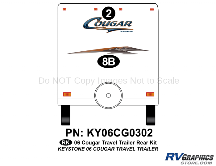 2 Piece 2006 Cougar TT Travel Trailer Rear Graphics Kit