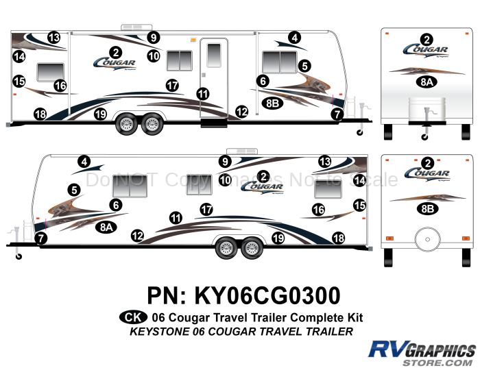 38 Piece 2006 Cougar TT Travel Trailer Complete Graphics Kit