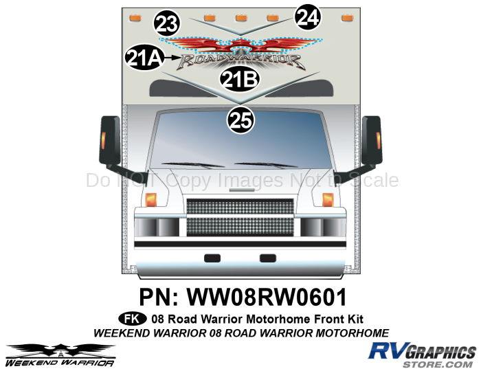 5 Piece 2008 Road Warrior Class C MH Front Graphics Kit
