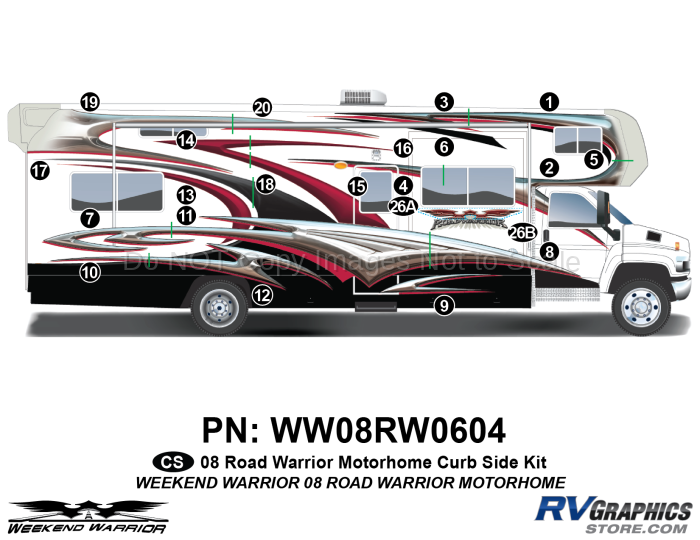 22 Piece 2008 Road Warrior Class C MH Curbside Graphics Kit