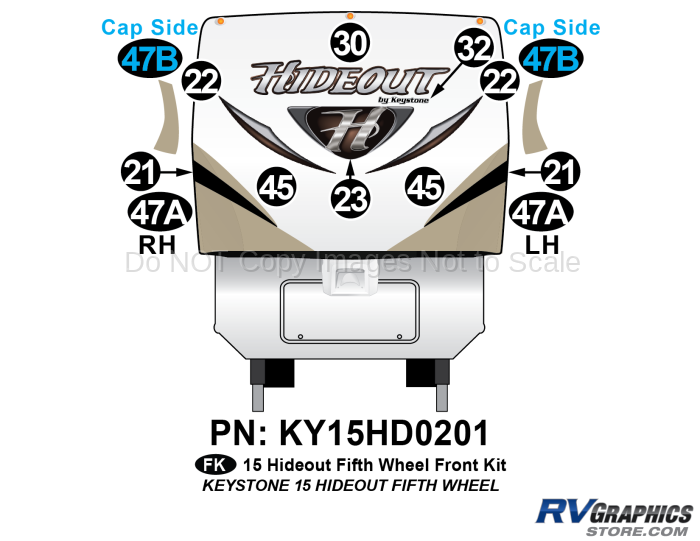 13 Piece 2015 Hideout Fifth Wheel Front Graphics Kit