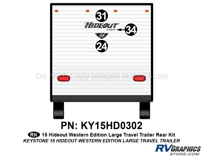 2 Piece 2015 Hideout Lg Trailer Western Edition Rear Graphics Kit