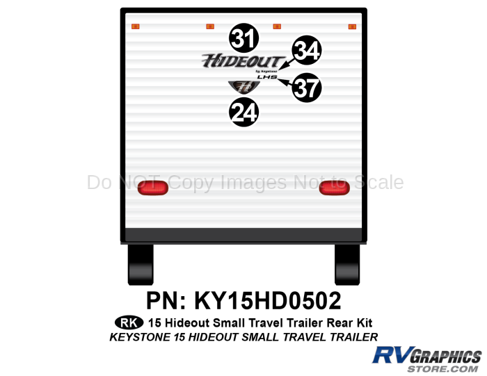 4 Piece 2015 Hideout Small Trailer Rear Graphics Kit