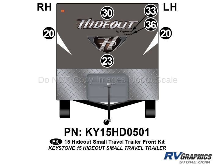 6 Piece 2015 Hideout Small Trailer Front Graphics Kit