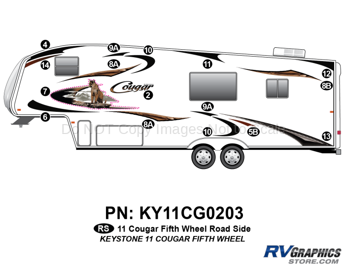 16 Piece 2011 Cougar FW Roadside Graphics Kit