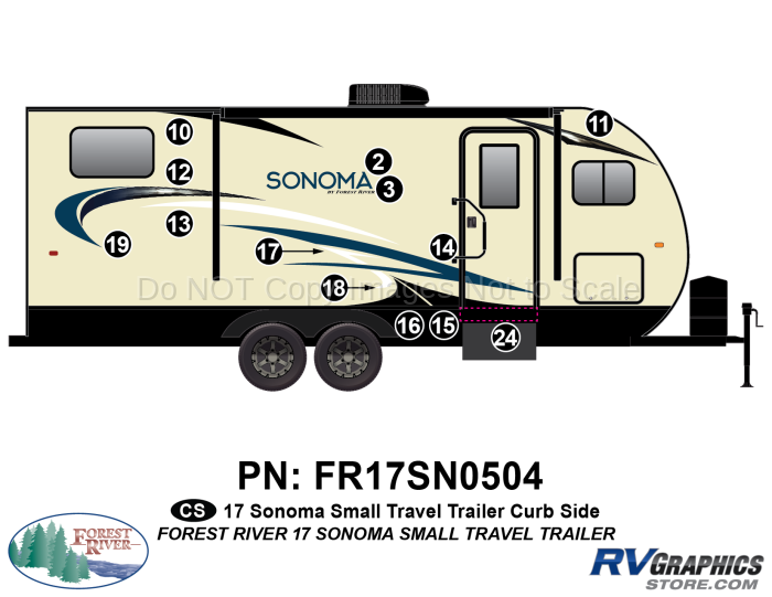 2017 Sonoma Small Travel Trailer Curbside Graphics Kit