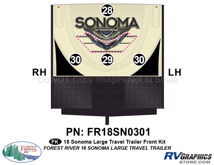 4 Piece 2018 Sonoma Lg Travel Trailer Front Graphics Kit