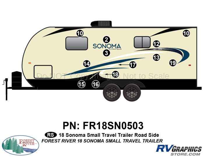 12 Piece 2018 Sonoma Small Travel Trailer Roadside Graphics Kit