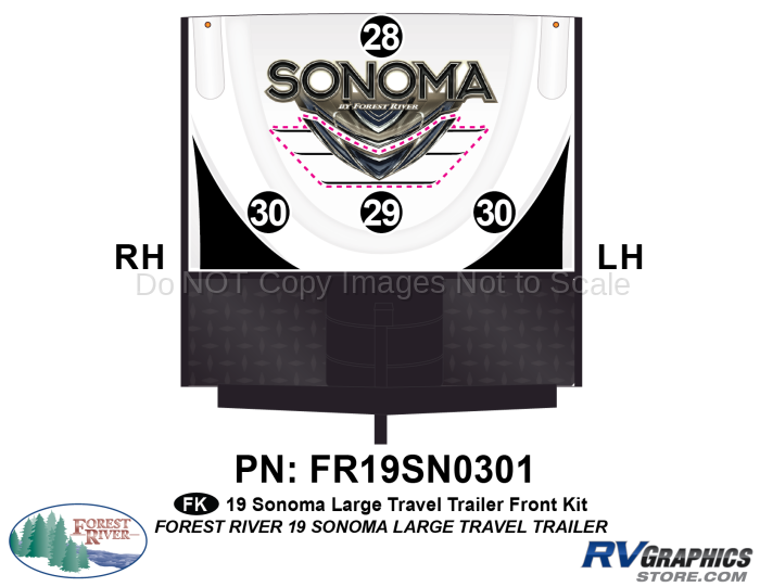 4 Piece 2019 Sonoma Lg Travel Trailer Front Graphics Kit