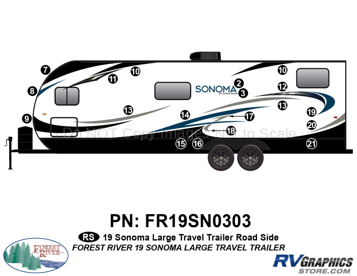 19 Piece 2019 Sonoma Lg Travel Trailer Roadside Graphics Kit