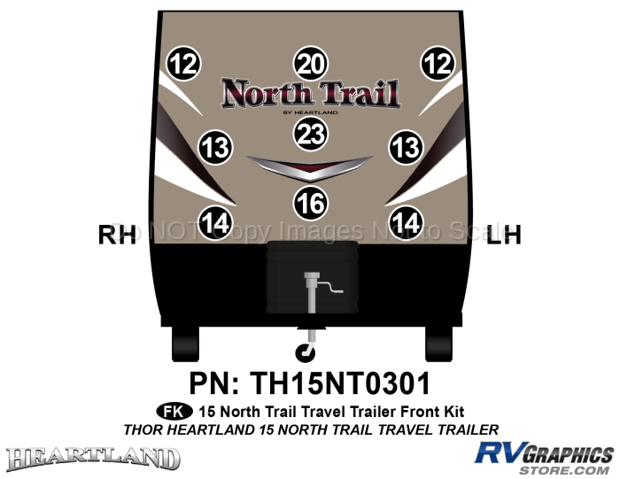 9 Piece 2015 North Trail Travel Trailer Front Graphics Kit
