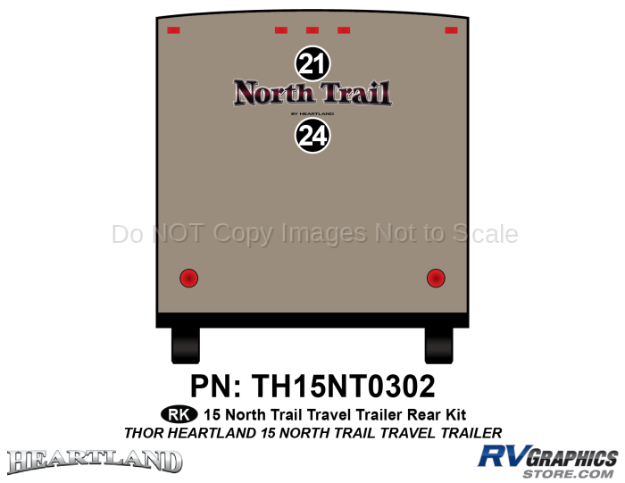 2 Piece 2015 North Trail Travel Trailer Rear Graphics Kit