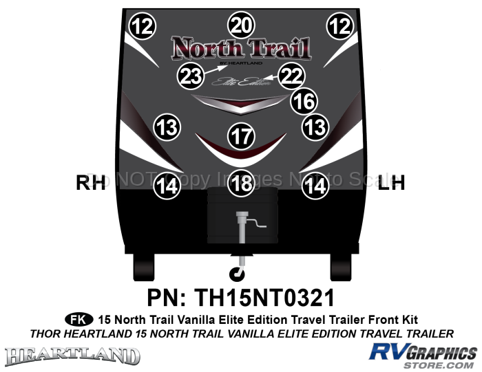 12 Piece 2015 North Trail Elite Edition Vanilla Walls Travel Trailer Front Graphics Kit
