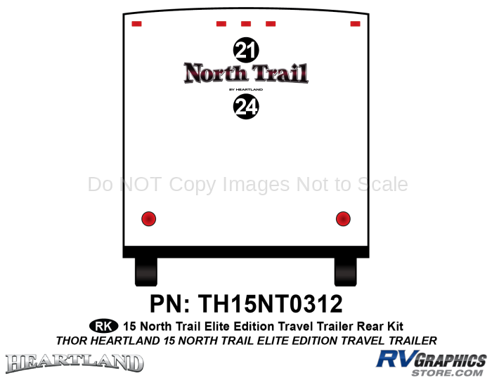 2 Piece 2015 North Trail Elite Edition Travel Trailer Rear Graphics Kit